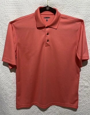 Pebble Beach Men's Performance Golf Polo Shirt Coral Pink Size Med Short Sleeve - Image 1 of 4