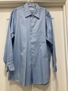 Blue Pique Easy Care Van Heusen Dress Shirt SZ 17 32/33 XL - Picture 1 of 11