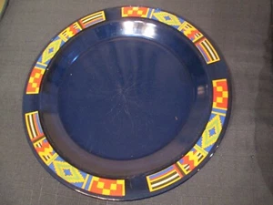 AVON 2 KENTE INSPIRED MAJESTIC COBALT BLUE DINNER PLATES USED 1993 W/SCRATCHES - Picture 1 of 7