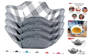Microwave Bowl Cozy Holders for Hot Food Set of 4 Hot Pads for Bouillon Cups - Picture 1 of 7
