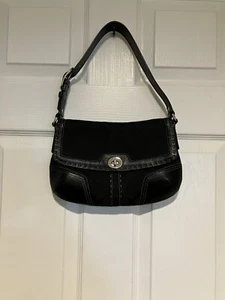 Coach~Black Monogram Canvas And Leather Bag~No. J0768-11574 - Picture 1 of 6