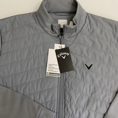 NWT Callaway Men's Chevron Quilted Zip Gray Jacket Size Large Zip Pockets - Image 1 of 4