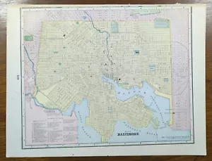 Vintage 1893 BALTIMORE MARYLAND Map 14"x11" Old Antique Original FRANKLINTOWN - Picture 1 of 12