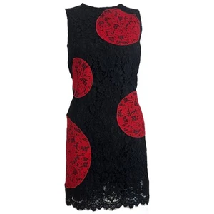 Dolce & Gabbana Red & Black Polka Dot Lace Mini Dress - Picture 1 of 5
