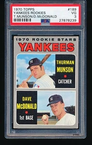 1970 Topps THURMAN MUNSON Rookie #189 PSA 3 - Picture 1 of 2