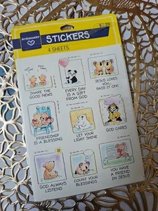 Vintage 80's Hallmark Christian Faith Stickers Bears Panda Koala Polar 3 Sheets  - Picture 1 of 3