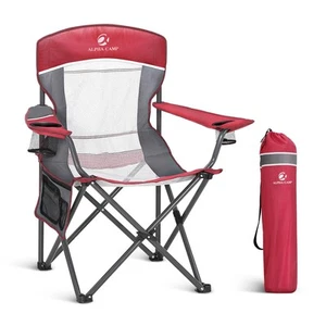 Mesh Back Camping Chair Portable Folding Heavy Duty Outdoor Chair Support 330... - Picture 1 of 8