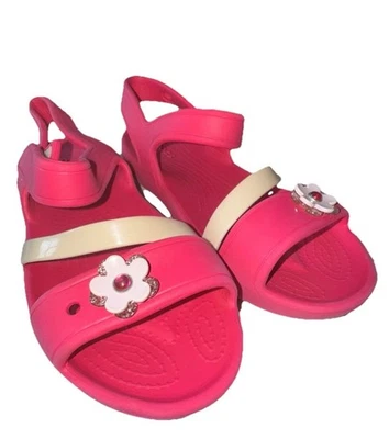 Crocs Lina Charm Sandals Hot Pink Size J3 - Image 1 of 4