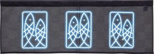 Noren Tenda Giapponese per Porta 33,46x11,81 in Poliestere Stile Neon Pesce Giappone - Foto 1 di 9