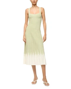 STAUD Ellison Midikleid Damen S blass jade ombre Saum eckiger Ausschnitt Pullover - Bild 1 von 15