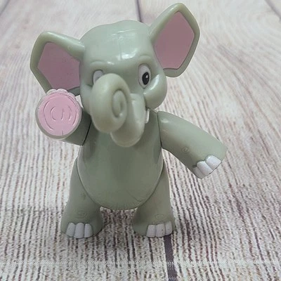 Vintage Rainforest Cafe Elephant Figure Toy Gray Pink Movable Arms Legs 3.5" - Image 1 of 4