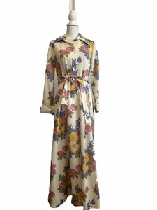 Leslie Fay VINTAGE 60s COTTAGECORE Floral Ditsy Maxi Dress Belted . EUC 6-8 - Picture 1 of 8
