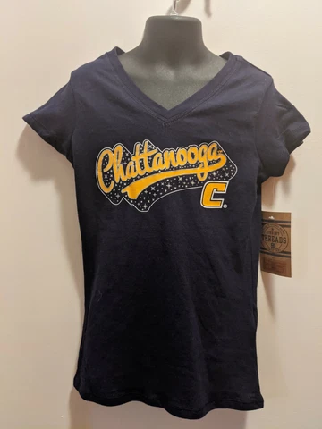 University of tennessee chattanooga Girls Small (6/6X) Blue Short Sleeved V Neck Cover