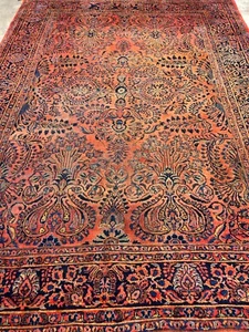 9'3"x12'7" Antique Fine Lamb Wool Sarouke Rug Hand-knotted Carpet - Picture 1 of 24