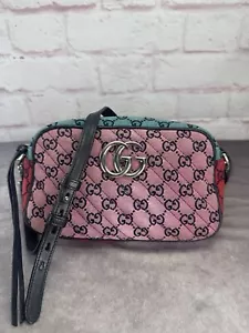 Gucci GG Marmont Shoulder Bag Multicolor Diagonal Quilted GG Canvas Small - Picture 1 of 17