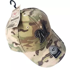 Cappello berretto baseball regolabile mimetico marca Milwaukee Brewers 47 taglia unica nuovo con etichette - Foto 1 di 6