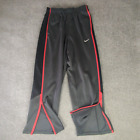 Nike Track Pants Womens Medium Gray Red Dri Fit Sweatpants Striped Ankle Zip