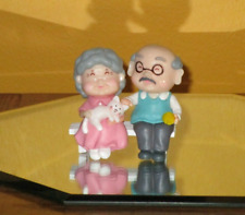 Old Couple pvc Figures & Bench; Retirement Cake Toppers; Grandparents, Elderly