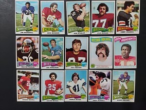 1975Topps Football lot of 33: Ken Stabler, Lyle Alzado, Buck Buchanan,J.Marshall