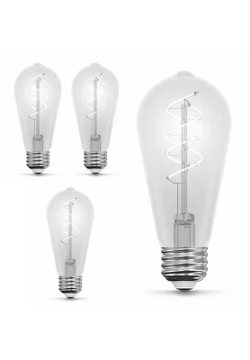 4 Feit Electric 40W Dimmable LED White Spiral Filament Daylight 5000k Bulb E26 - Image 1 of 4
