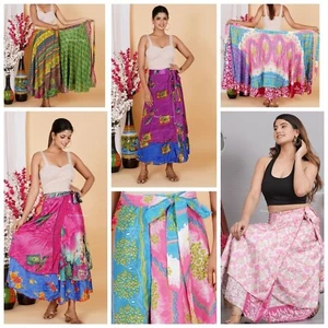 20PC Vintage Silk Beach Magic Wrap Around Frill Skirt Dress Wholesale Lot Indian - Picture 1 of 11