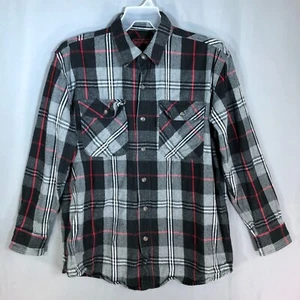 Five Brothers Flannel Plaid Shirt Mens Size Large Gray Long Sleeves Pockets - Picture 1 of 11