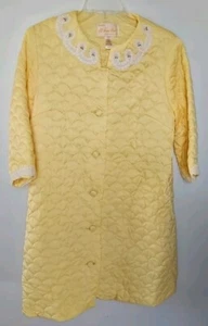 Sears At Home Wear Yellow Quilted House Coat Robe Size 12 USA Made - Picture 1 of 4