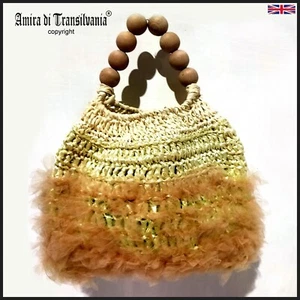 fashion bag hand handle shoulder travel vintage wood pearl luxury italian brand - Picture 1 of 24
