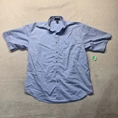 Jonathan Corey Solid Blue Button Up Short Sleeve Shirt Adult Men XL Extra Large - Image 1 of 4