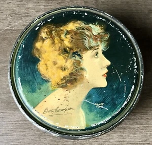 Vintage Art Deco Betty Compson Henry Clive Canco Beautebox Tin - 4 in - Picture 1 of 3