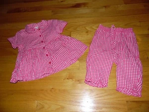 2 pc Hannah Andersson 100 Capris & Shirt Pink & White Check EXC COND!  CUTE! - Picture 1 of 3