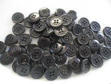 LOT OF 65 BLACK COLOR with BILLY BLUES on front 9/16 INCH 4 HOLE BUTTONS, NEW