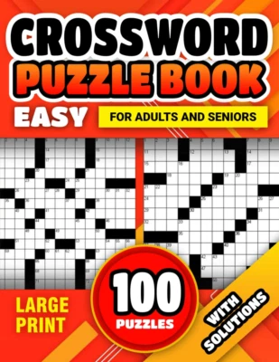Easy Crossword Puzzle Book for Adults Seniors 100 Puzzles Large Print Solutions  - image 1 of 4