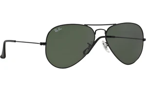 RAY BAN RB3025 L2823 Large Aviator Sunglasses Shades BLACK Frame Green Lens 58mm - Picture 1 of 5