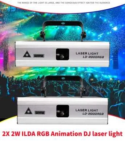 2 PIEZAS 2W ILDA RGB Animación Haz Escáner Escenario Proyector de Luz Láser para DJ Disco - Imagen 1 de 14