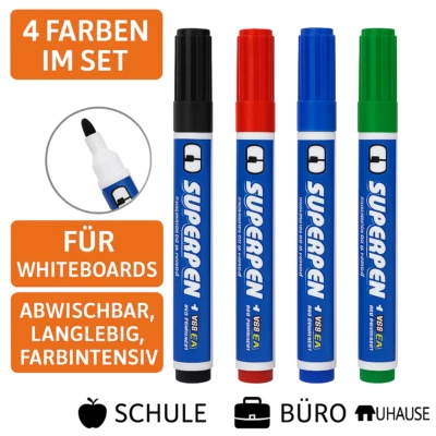 EASYLUM 4x Whiteboard marker Stifte Set Board Marker Dünn Abwischbar Whiteboardstifte