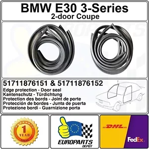 BMW E30 3er Zweitürer Coupe 2-Tlg. Türdichtungssatz Gummi Kantenschutz L+R - Bild 1 von 12