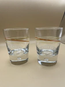 2 Bailey’s Irish Cream Heavy Bottom Bubble Lowball Glasses 3 Line Design Barware - Bild 1 von 8