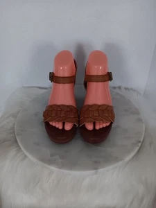 B.O.C Damengröße 7M Slingback Blockabsatz bequeme Sandalen braun Kunstleder - Bild 1 von 15
