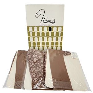 3 pr Nationals Guaranteed Hosiery Style 615 - Brown Beige Long Cute Floral - Picture 1 of 13