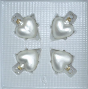 Herzen klein weiß matt Christbaumschmuck Lauschaer Glas das Original mundgeblase - Picture 1 of 1