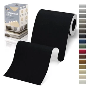 Canvas Repair Tape Self Adhesive, Black Fabric Patches for Furniture, 4X79 Inch - Picture 1 of 12