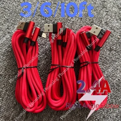 6/10Ft 90 Degree Right Angle Type USB C Fast Charge Cable For Samsung iPhone 15 - Image 1 of 4