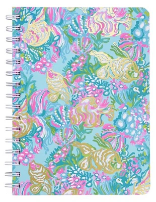 Lilly Pulitzer Blue/Gold Hardcover Mini Spiral Notebook, 8.25" x 6.5" Small J... - Image 1 of 4