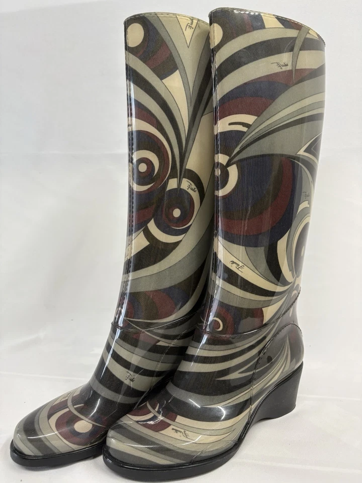 Emilio Pucci Rain Boots, Rain Shoes, Rubber, Women's Size 37, Made in Italy - Image 1 of 4
