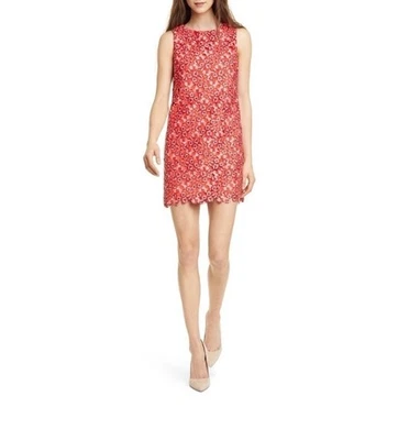 $375 Alice + Olivia Clyde Lace Sleeveless Shift dress in Red Sz 12 LNC - Image 1 of 4