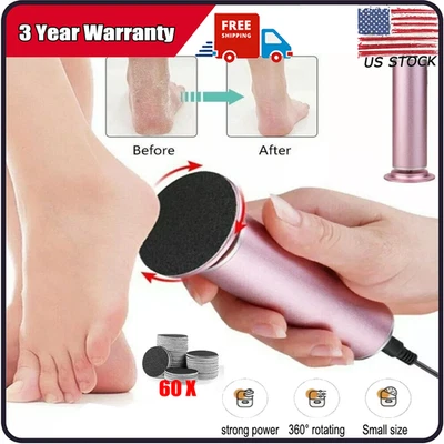 Electric Foot Callus Remover with 60X Sandpaper Discs Professional Household US - Image 1 of 4
