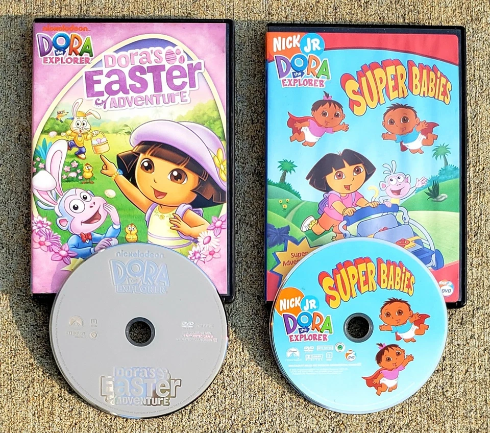 Lot of 2 Dora the Explorer DVDs: Dora's Easter Adventure & Super Babies - Image 1 of 1