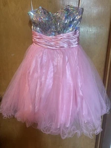 Vestido Formal Starbox Rosa Tul Brillante Cuentas Talla XS - Imagen 1 de 3