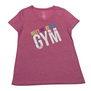Danskin Now "Meet Me At The Gym" Pink Short Sleeve T-Shirt Women's Size M (8-10) - Picture 1 of 8